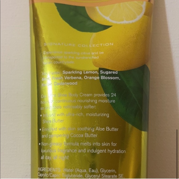 Bath & Body Works Ultra Shea Cream Sparkling Limoncello 8 oz. - Picture 5 of 5